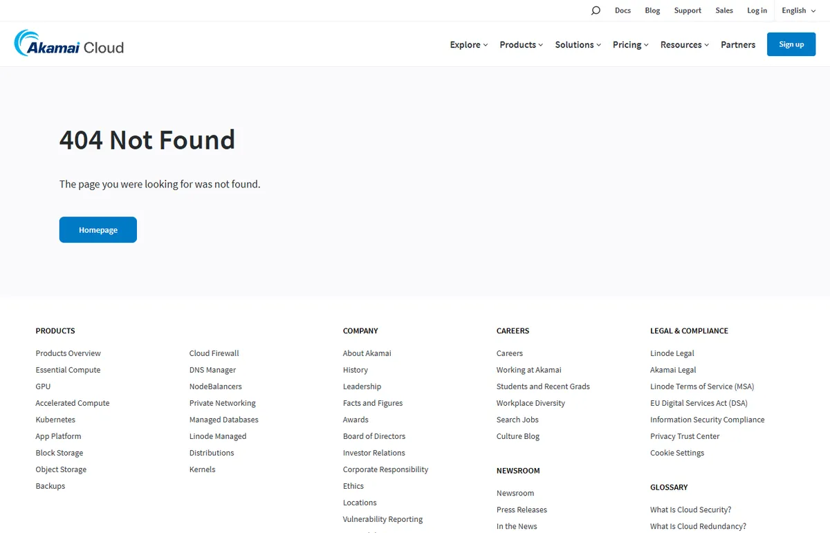Linode/Akamai VPS hosting website screenshot 2026